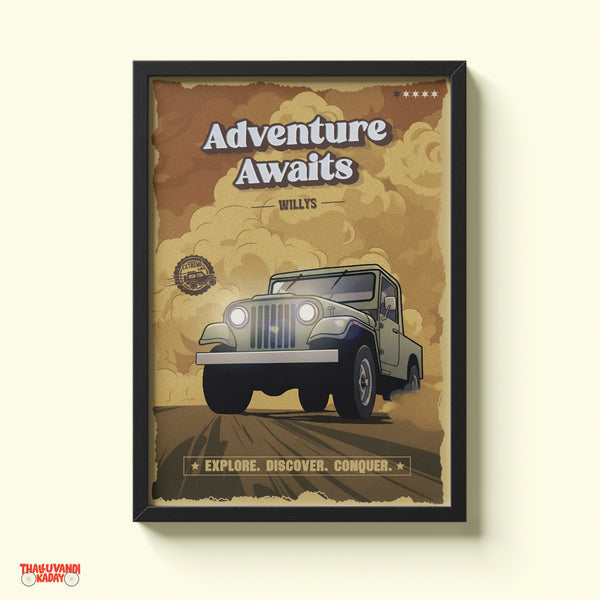 Adventure Awaits – Vintage Willys Jeep Wall Art