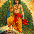 Lord Murugan with Peacock – Vintage Divine Wall Art Poster